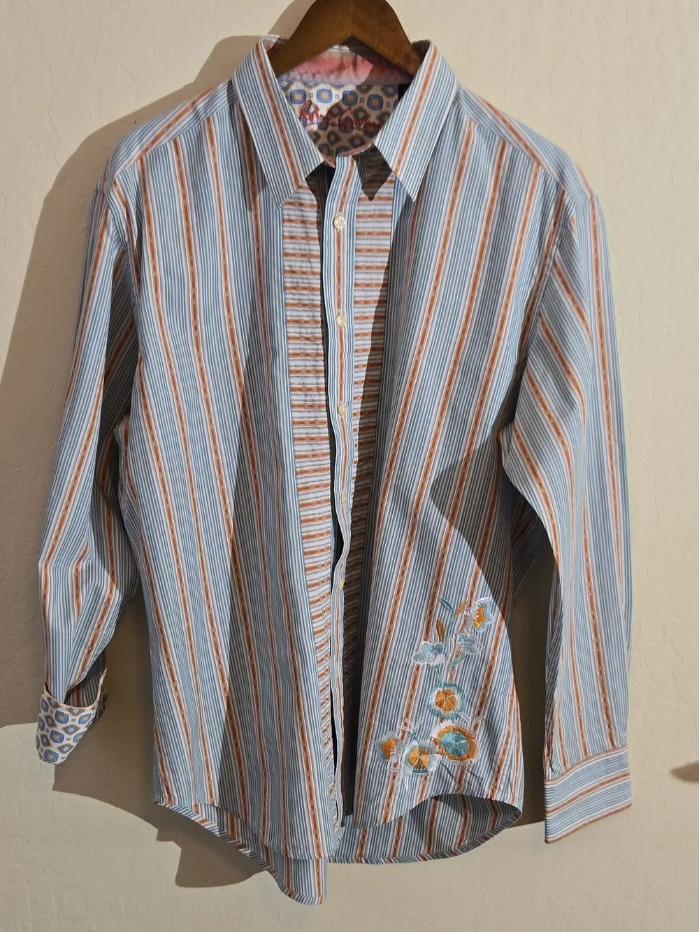 Robert Graham Striped Button-Down Shirt in Blue and Orange